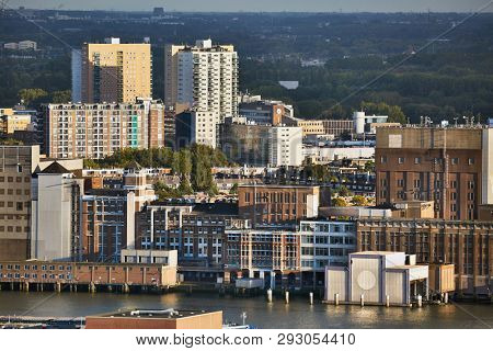 Rotterdam city view from a high lookout