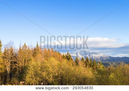 Postavarului Massif In Romania On A Sunny Autumn Morning.
