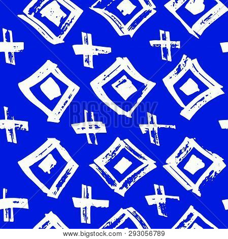 Tie Dye Japanese Geometric Shibori Seamless Pattern. Boho Tie Dye Japan Batik. Scribble Cartoon Dood