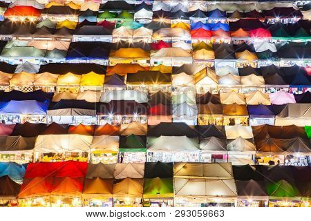 colorful Night Train Market Ratchada, Bangkok, Thailand