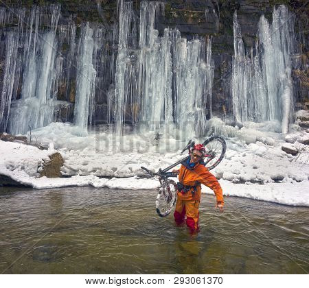 Mountain Bike In The Winter In The Mountains