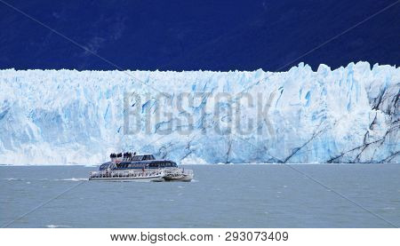 Argentinian Lake  Catamaran Tour Near Perito Moreno Glacier. Glaciar Perito Moreno Is A Glacier Loca