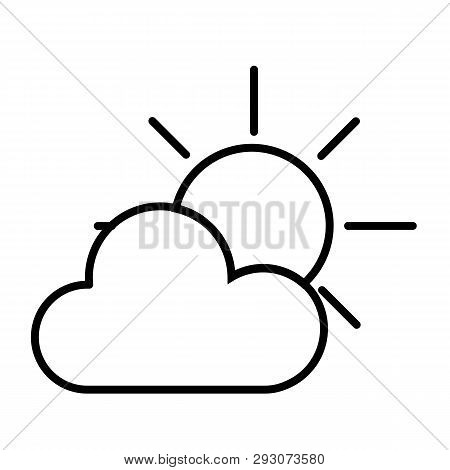 This Vector Image Shows A Cloud And A Sun In Outline Icon Design. It Is Isolated On A White Backgrou