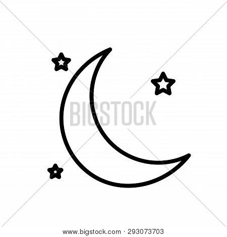 This Vector Image Shows Moon Stars Outline Icon Design. It Is Isolated White Background.