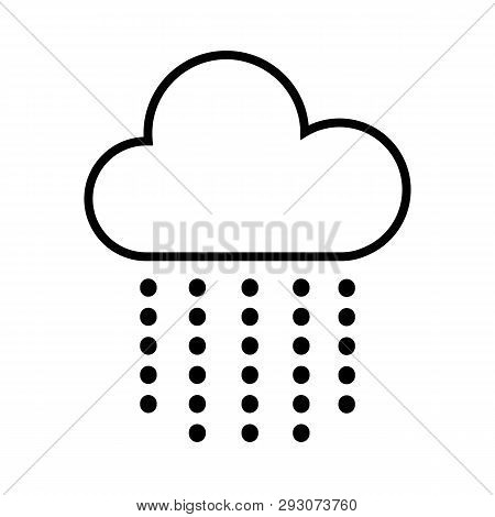 This Vector Image Shows A Cloud And Hail In Outline Icon Design. It Is Isolated On A White Backgroun