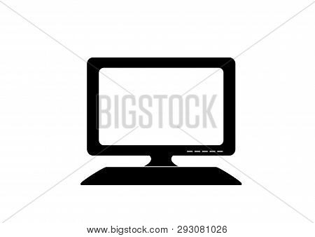 Computer Icon Black And White Isolated Symbol In Flat Style. Simple Silhouette Sign Image