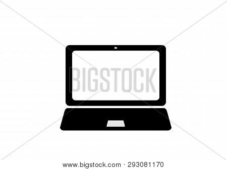 Laptop Icon Black And White Isolated Technology Symbol In Simple Flat Style.