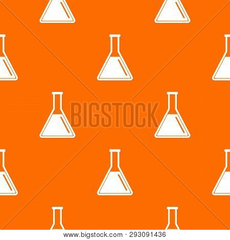 Test Tube With Oil Pattern Repeat Seamless In Orange Color For Any Design. Geometric Illustration