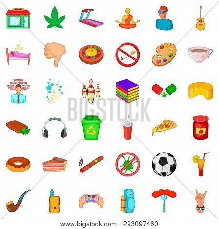 Smoking Icons Set. Cartoon Style Of 36 Smoking Icons For Web Isolated On White Background