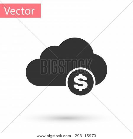 Grey Cryptocurrency Cloud Mining Icon Isolated On White Background. Blockchain Technology, Bitcoin, 