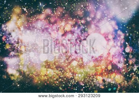Colorful Circles Of Light Abstract Background , Colored Lights Created In-camera And Lens With Bokeh