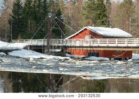 Dam And Threshold On The River Jokelanjoki, Kouvola, Finland