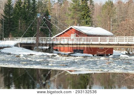 Dam And Threshold On The River Jokelanjoki, Kouvola, Finland