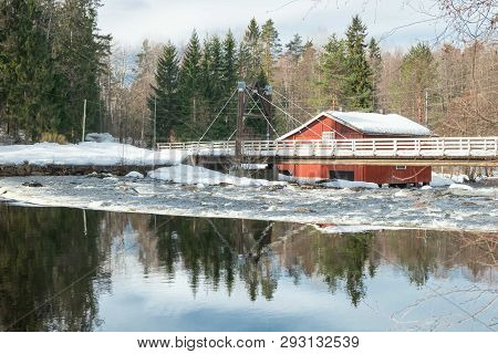 Dam And Threshold On The River Jokelanjoki, Kouvola, Finland