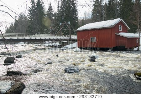 Dam And Threshold On The River Jokelanjoki, Kouvola, Finland