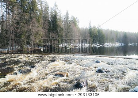 Dam And Threshold On The River Jokelanjoki, Kouvola, Finland