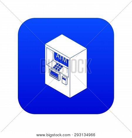 Atm Icon Blue Vector Isolated On White Background