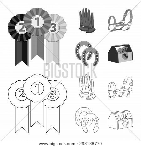 Vector Illustration Of Equipment And Riding Logo. Set Of Equipment And Competition Vector Icon For S