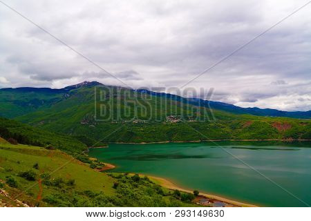 Aerial Panoramic View To Lake Debar In North Macedonia