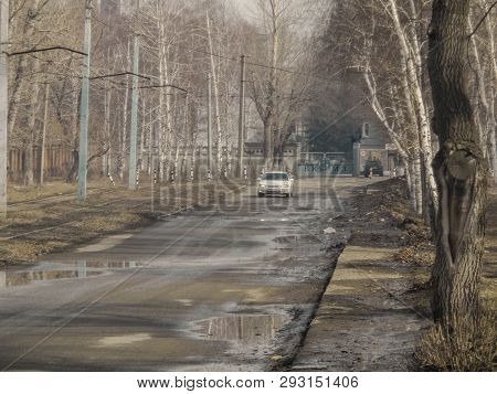 Kazakhstan, Ust-kamenogorsk, March 29, 2019: Views Of The City Of Ust-kamenogorsk. City Street. Indu