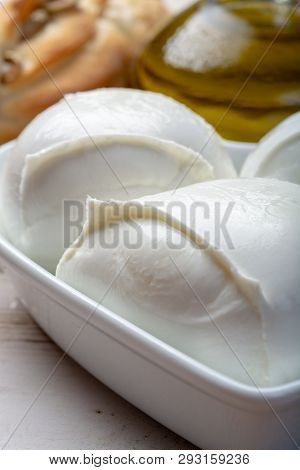 Love Mozzerella, Balls Of Buffalo Mozzarella, Soft Italian Scheese Made From The Milk Of Italian Med