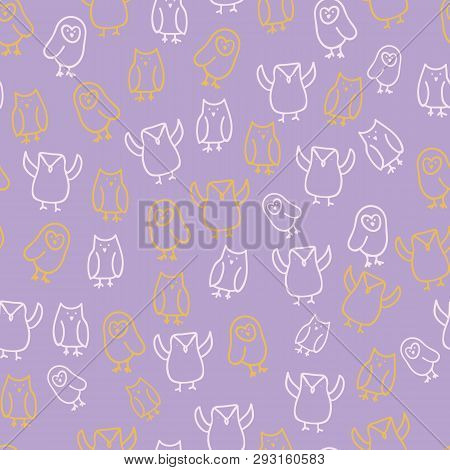 Cute Owl Illustration Seamless Pattern Design Background. Perfect For Nursery, Fashion, Textiles, St