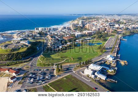 Aerial View Of Newcastle Nsw Australia. This Harbour Side City Is The Second Largest In Nsw And Is A