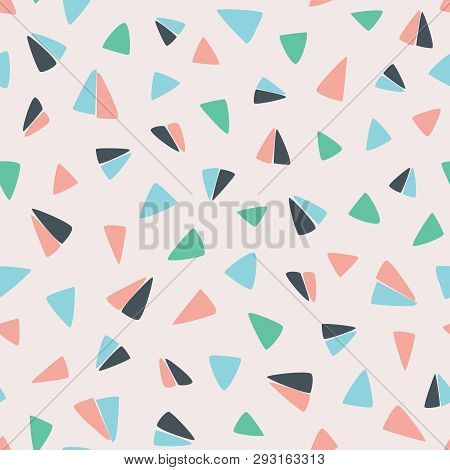 Seamless Hand Drawn Geometric Pattern With Flying Paper Plane Like Triangles. Surface Pattern Design