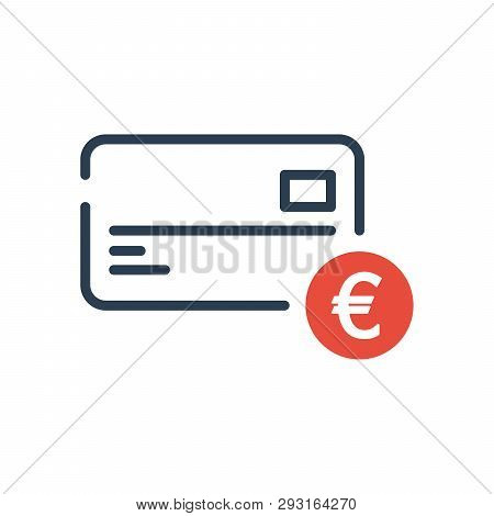Line Art. Money Euro And Cred Card Vector Icon