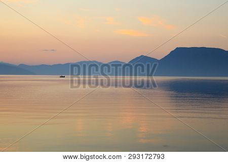 Before Sunrise Off The Coast Of The Meganisi Island, Ionian Sea, Greece.