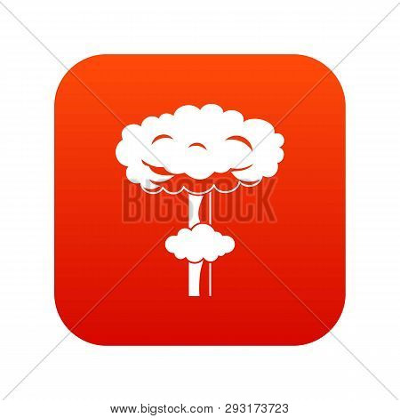 Nuclear Explosion Icon Digital Red For Any Design Isolated On White Illustration