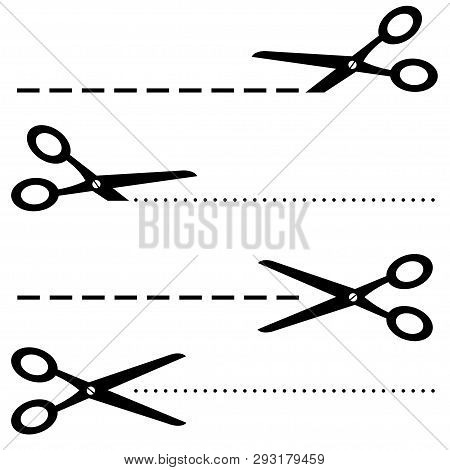 Black Scissors Icon Illustration On White Background