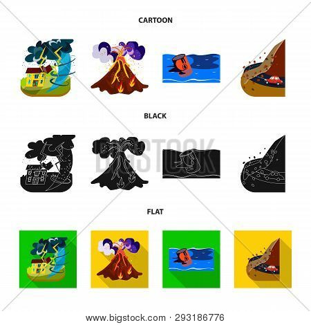 Vector Design Of Weather And Distress Icon. Collection Of Weather And Crash Stock Vector Illustratio