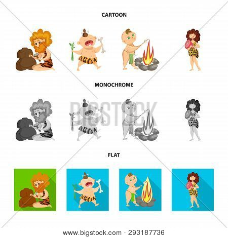 Vector Illustration Of Evolution  And Prehistory Icon. Set Of Evolution  And Development  Stock Symb