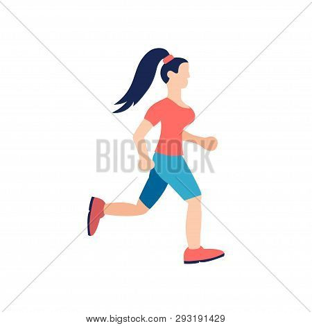 Young Girl Is Running. Lifstyle Fitnes Character.