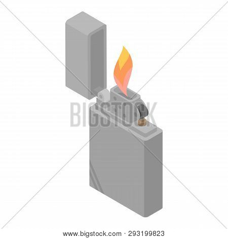 Burning Cigarette Lighter Icon. Isometric Of Burning Cigarette Lighter Vector Icon For Web Design Is