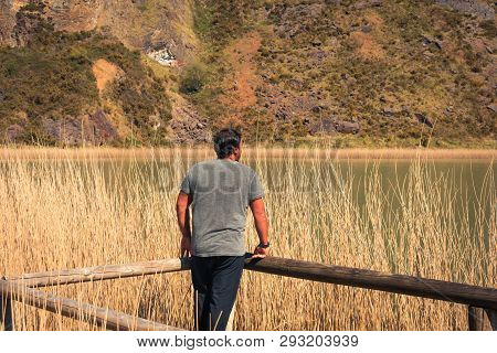 A Young Man Alone On A Lake, Portrait, La Arboleda, Basque Country