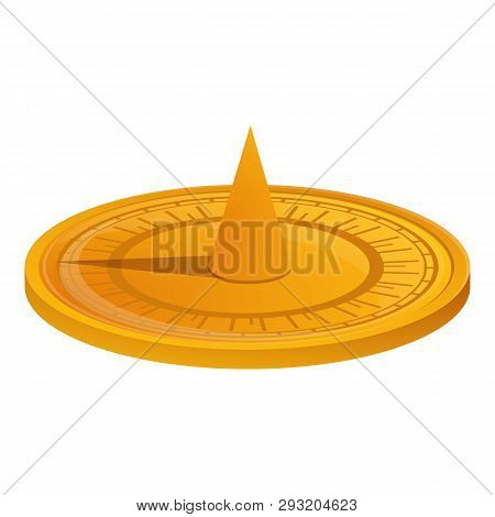 Ancient Sundial Icon. Cartoon Of Ancient Sundial Vector Icon For Web Design Isolated On White Backgr