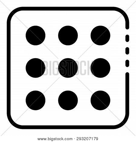 Nine Point Dice Icon. Outline Nine Point Dice Vector Icon For Web Design Isolated On White Backgroun