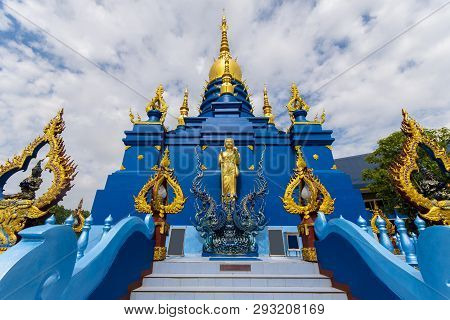 Chiangrai, Thailand 25/05/2018 The Beautiful Architechture Of Buddhist Temple Calls Blue Temple (wat