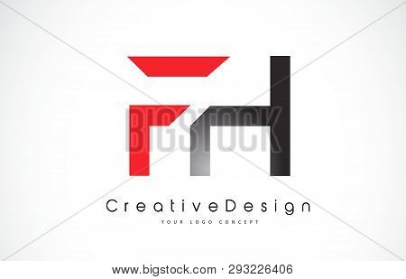 Red And Black Fh F H Letter Logo Design In Black Colors. Creative Modern Letters Vector Icon Logo Il