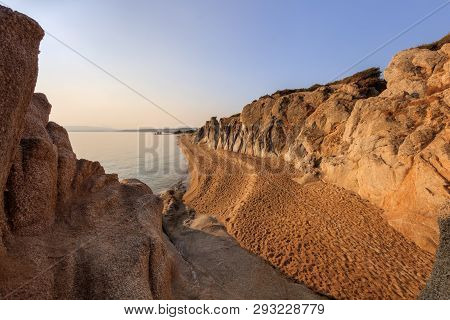 Beautiful Kakoudia Beach At Sunrise. Ierissos Grecce