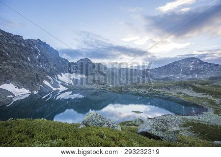 Ala-askir Lake In Yeshtu Valley. Mountain Altai Landscape