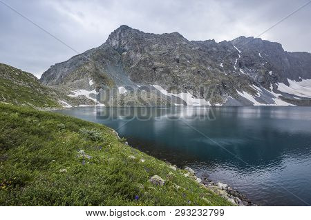Ala-askir Lake In Yeshtu Valley. Mountain Altai Landscape