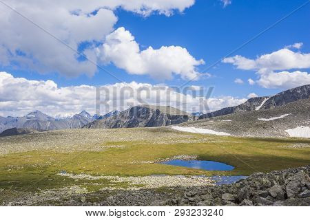 Blue Mountain Lake. Altai Landscape. Russian Nature