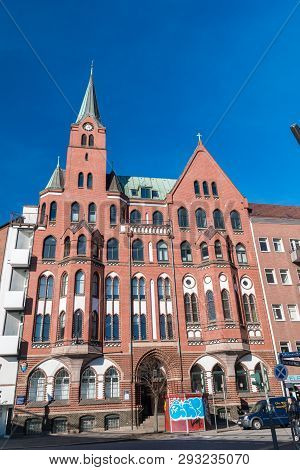 Hamburg, Germany - February 15, 2019: Gustaf - Adolfs - Kyrkan In Hamburg.
