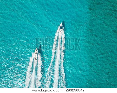 Drone Bird View Of Exuma In The Bahamas. Summer Vaction