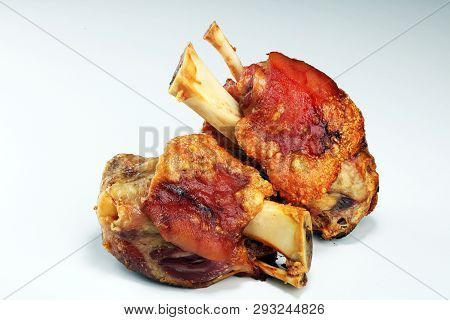 Roasted Pork Knuckle. Ham And Bacon Are Popular Foods In The West.