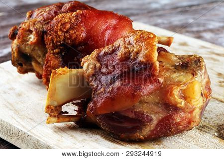 Roasted Pork Knuckle. Ham And Bacon Are Popular Foods In The West.