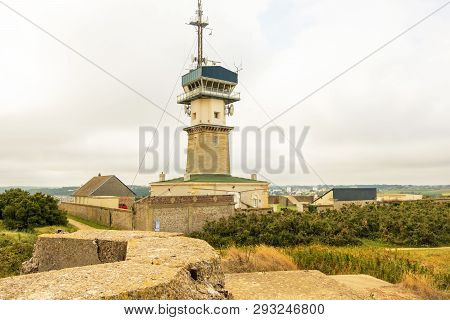 Fecamp, France - August 20, 2018: Semaphore On Cap Fagnet , Now Housing A Navy Observation Point. Fe